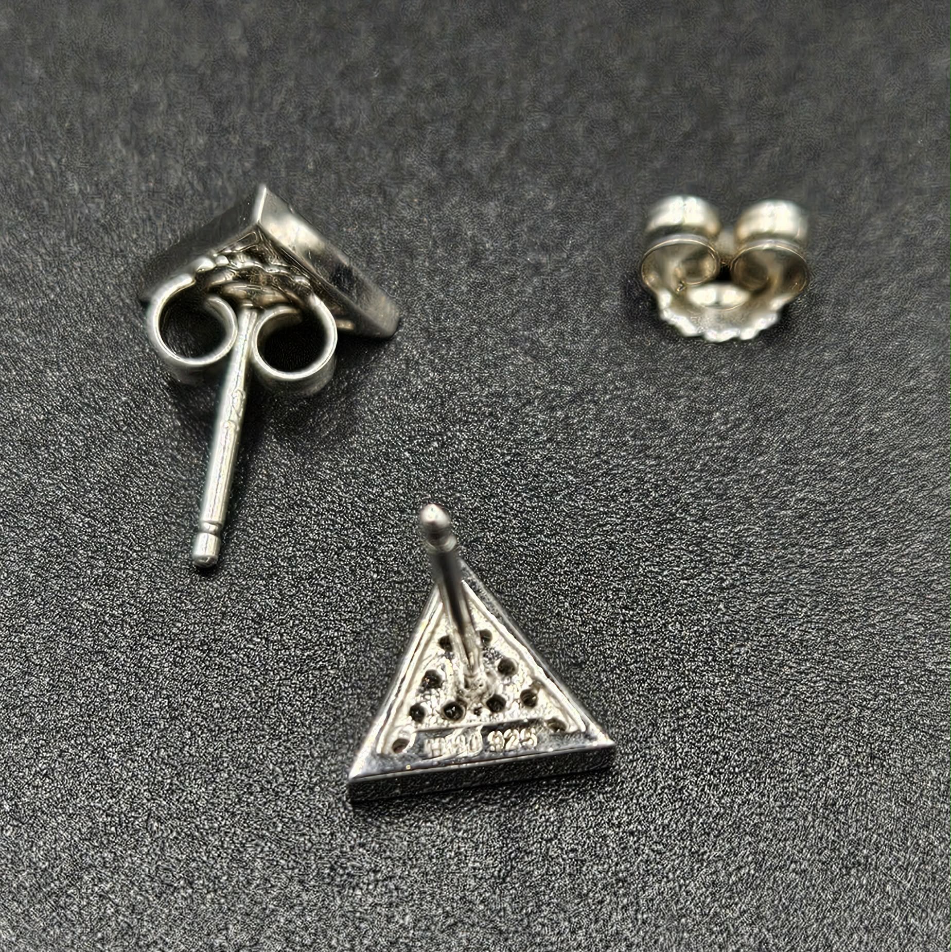 Sterling Silver 925 Cubic Zirconia Triangle Earrings