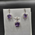 Brand New, Never worn 925 Sterling Silver Pink Amethyst & Cubic Zirconia Pendant & Earrings set