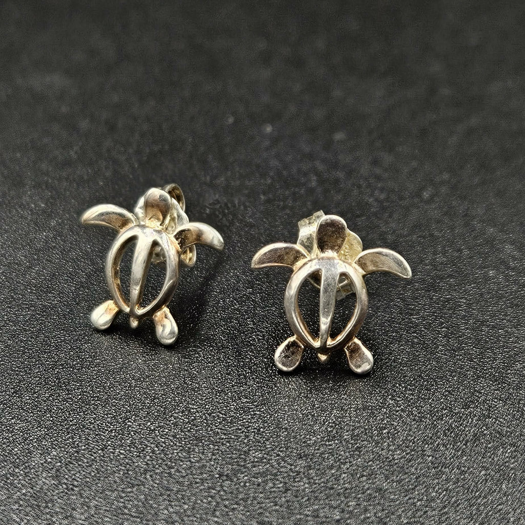 Sterling Silver 925 Turtle Stud Earrings