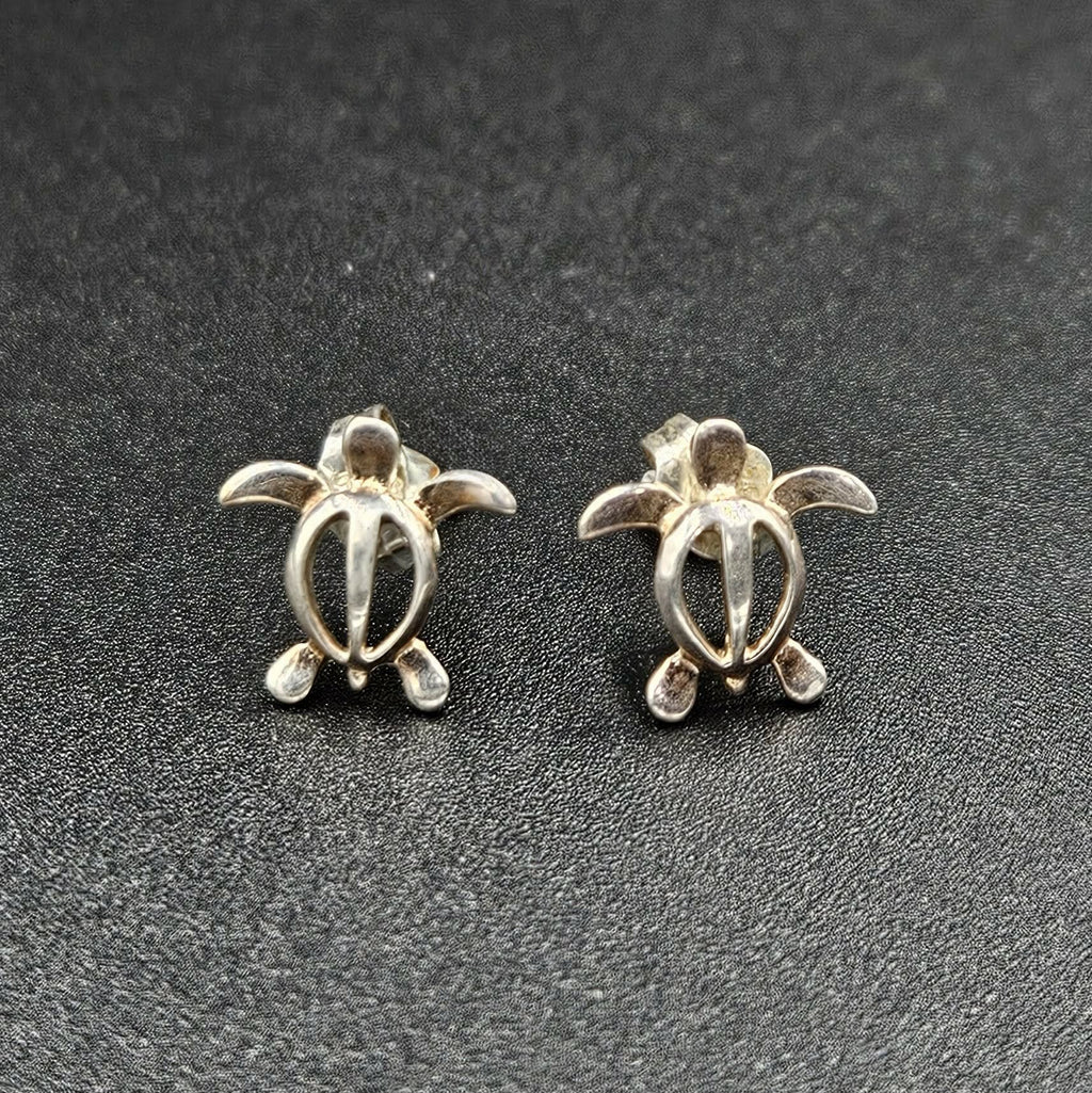Sterling Silver 925 Turtle Stud Earrings