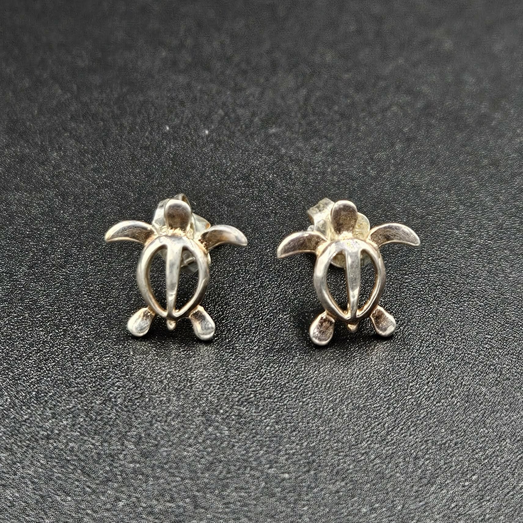 Sterling Silver 925 Turtle Stud Earrings