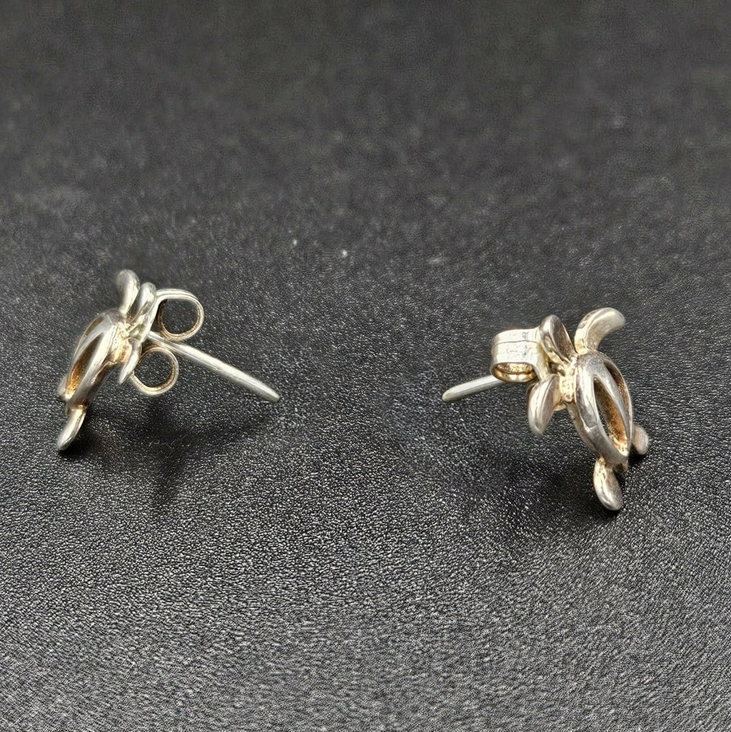 Sterling Silver 925 Turtle Stud Earrings