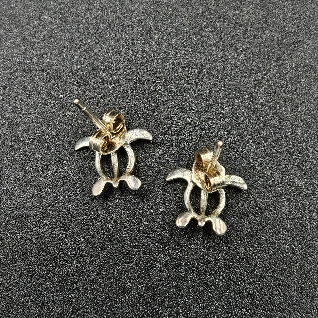 Sterling Silver 925 Turtle Stud Earrings