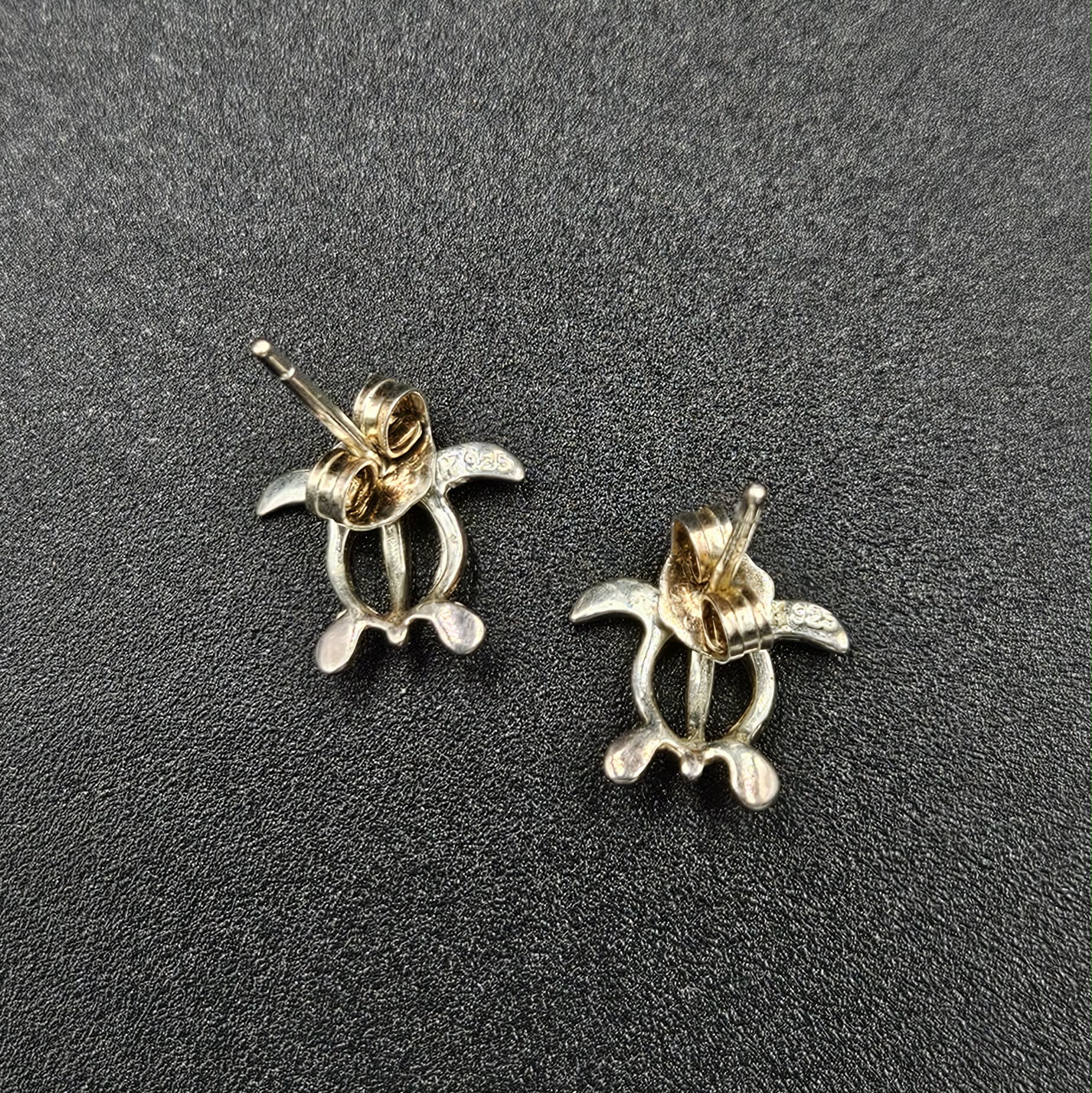 Sterling Silver 925 Turtle Stud Earrings