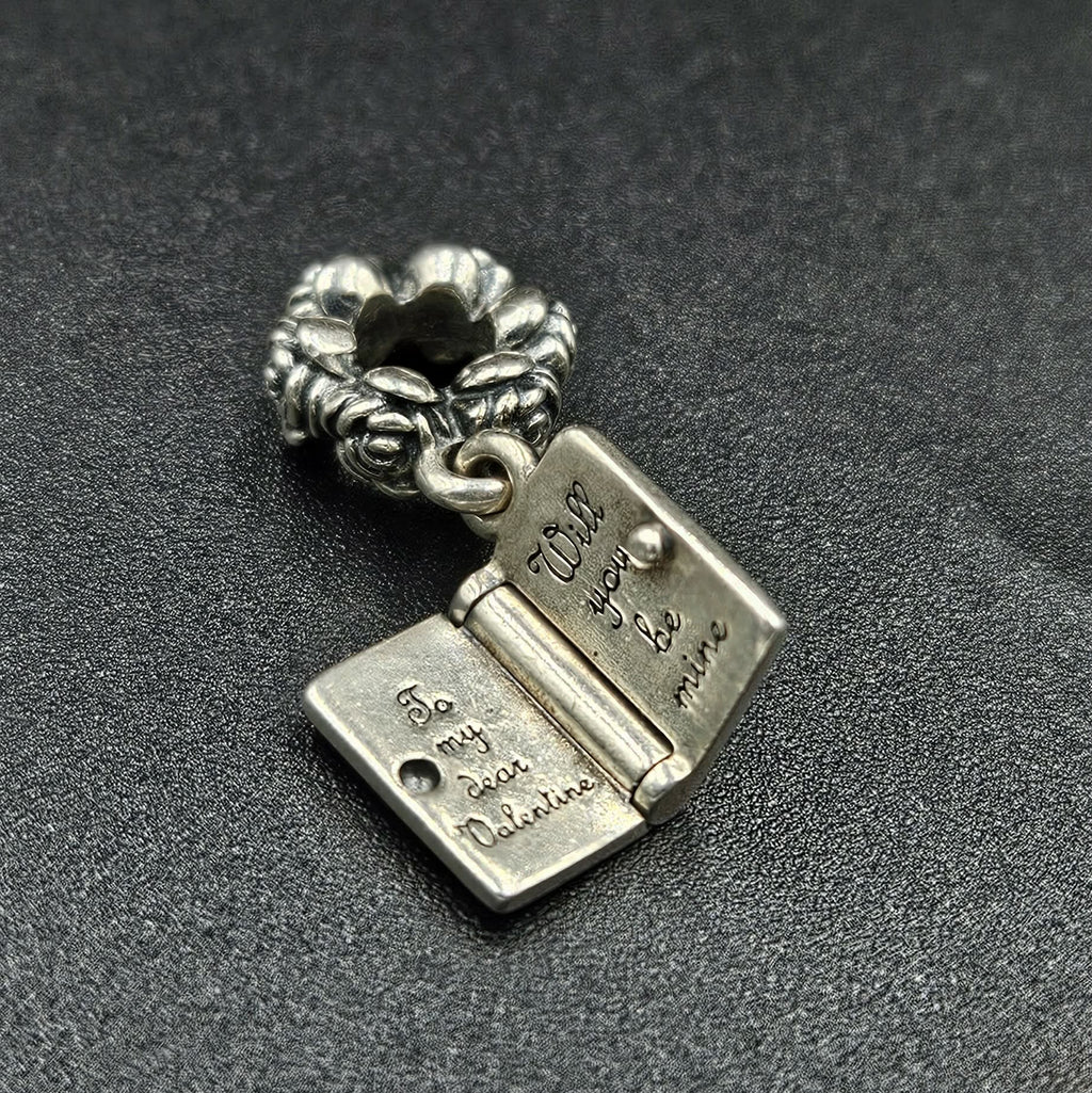 Sterling Silver Valentines Book Charm