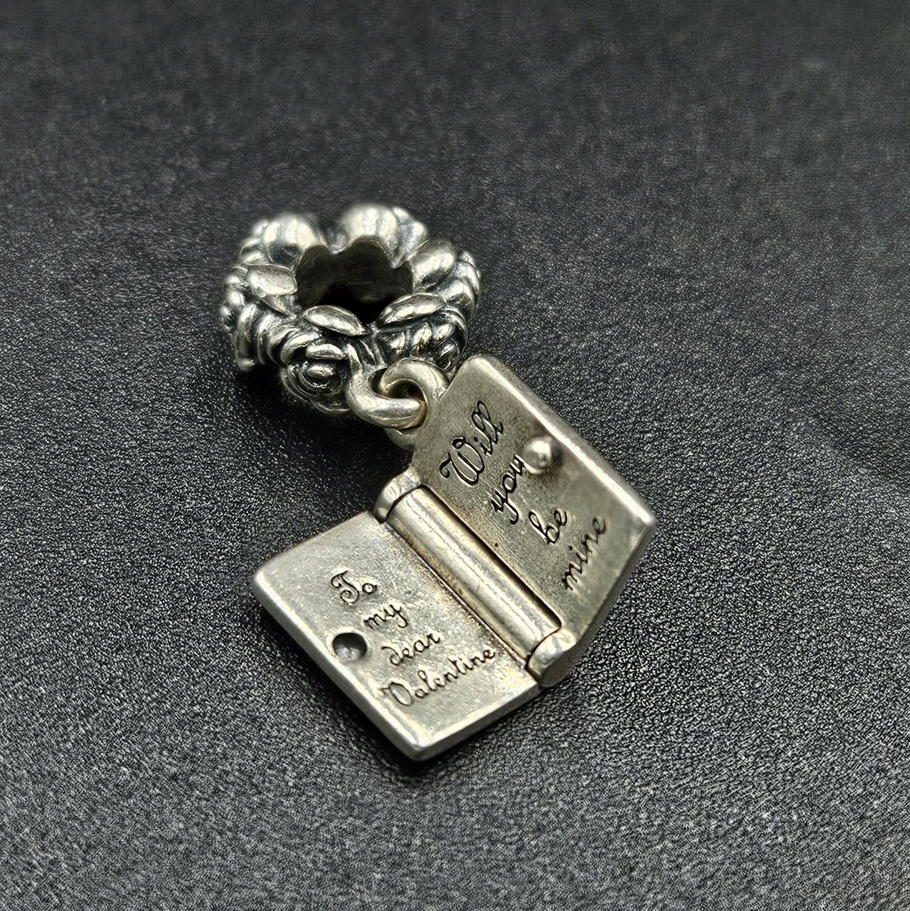 Sterling Silver Valentines Book Charm