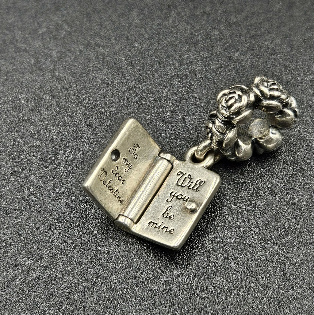 Sterling Silver Valentines Book Charm