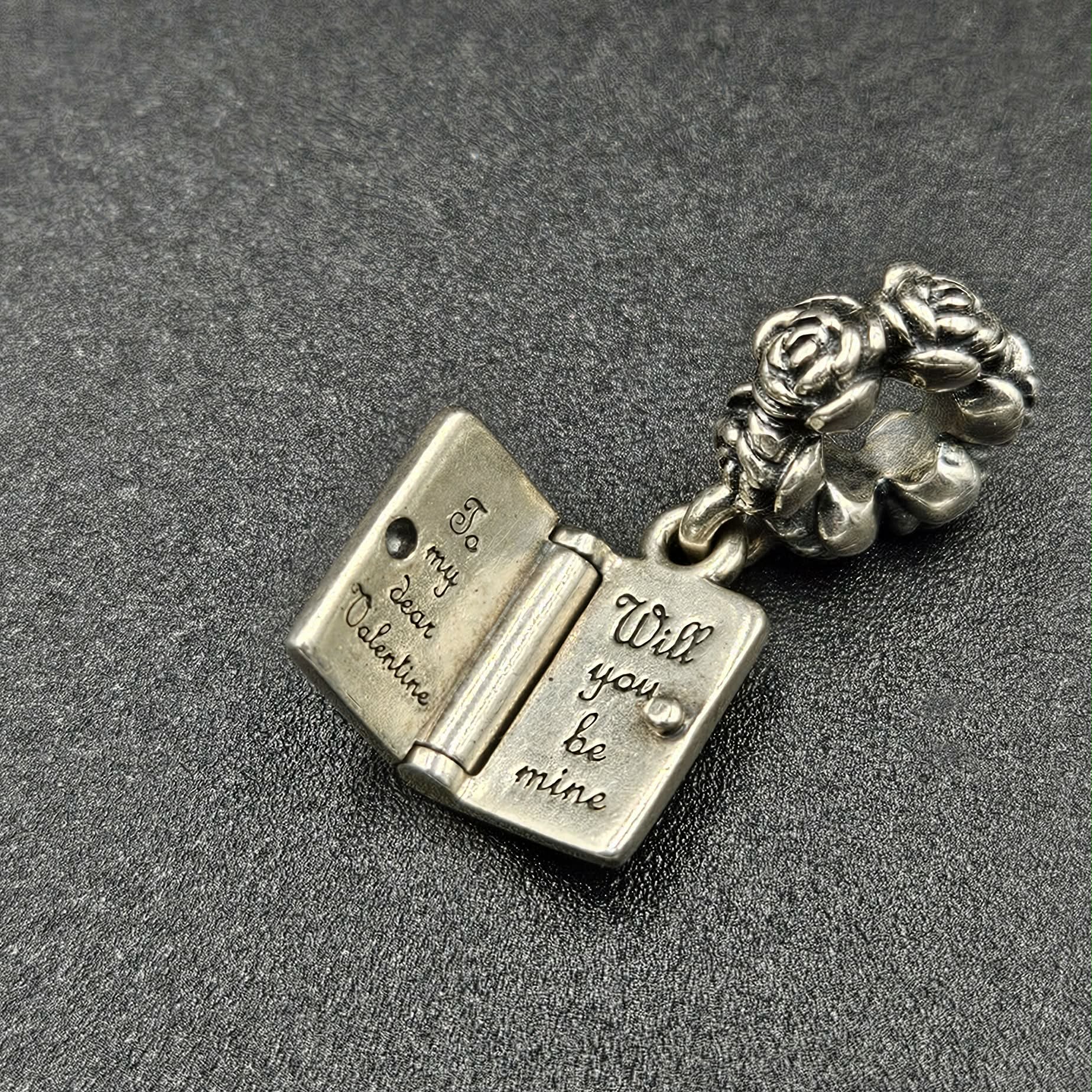 Sterling Silver Valentines Book Charm