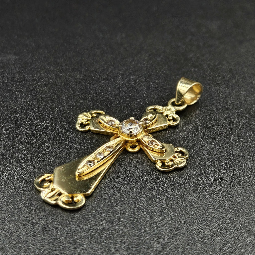 14ct Yellow Gold Diamond Cross Pendant