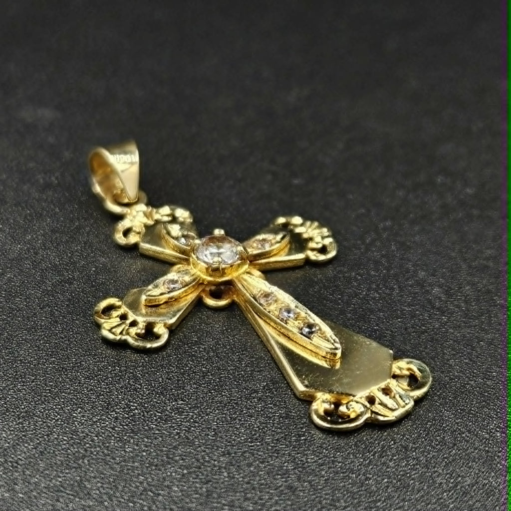 14ct Yellow Gold Diamond Cross Pendant