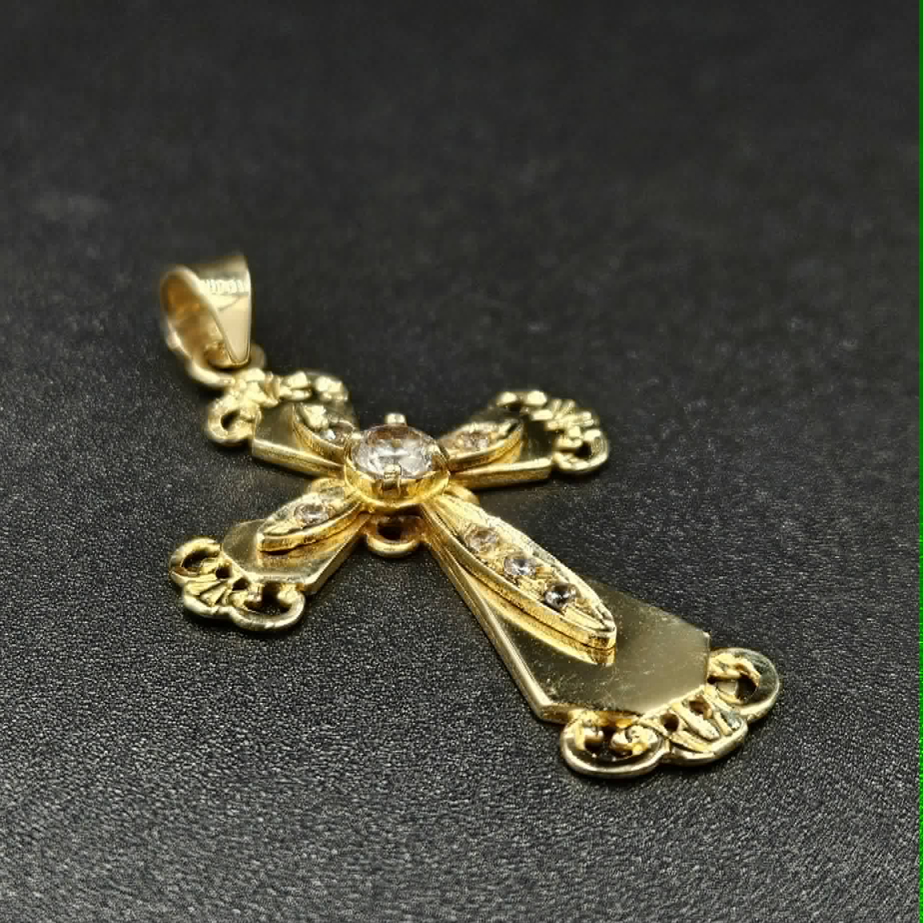 14ct Yellow Gold Diamond Cross Pendant