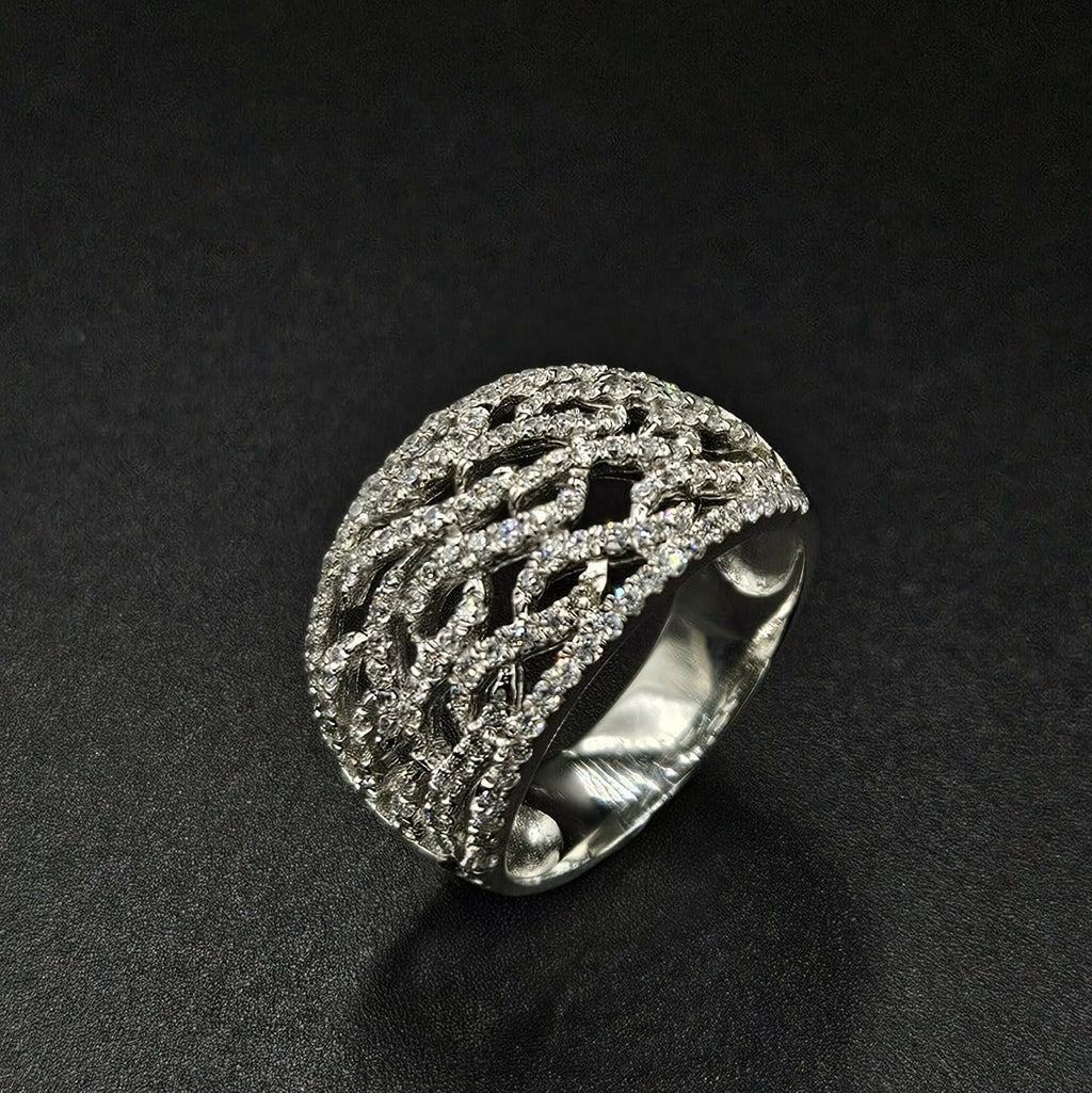 Brand New Twisted Sterling Silver Cubic Zirconia Style Ring
