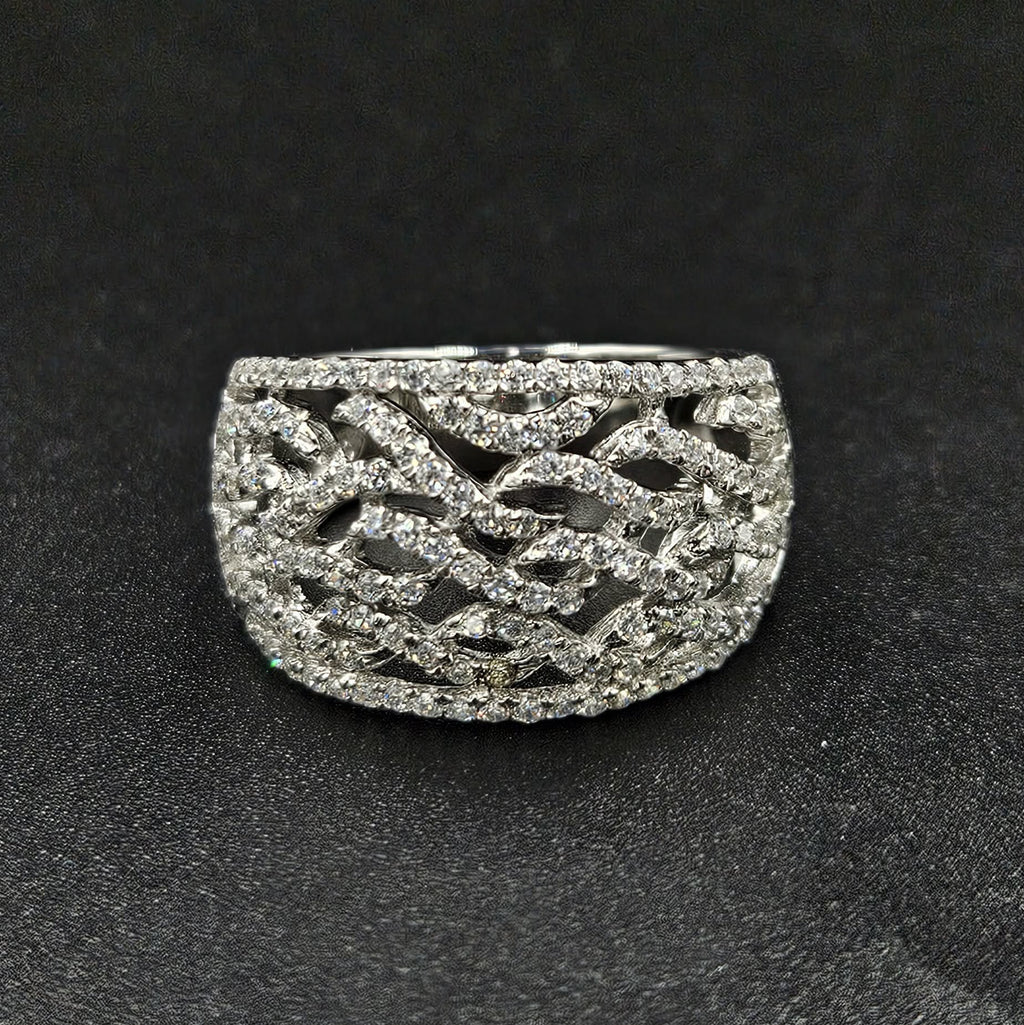 Brand New Twisted Sterling Silver Cubic Zirconia Style Ring