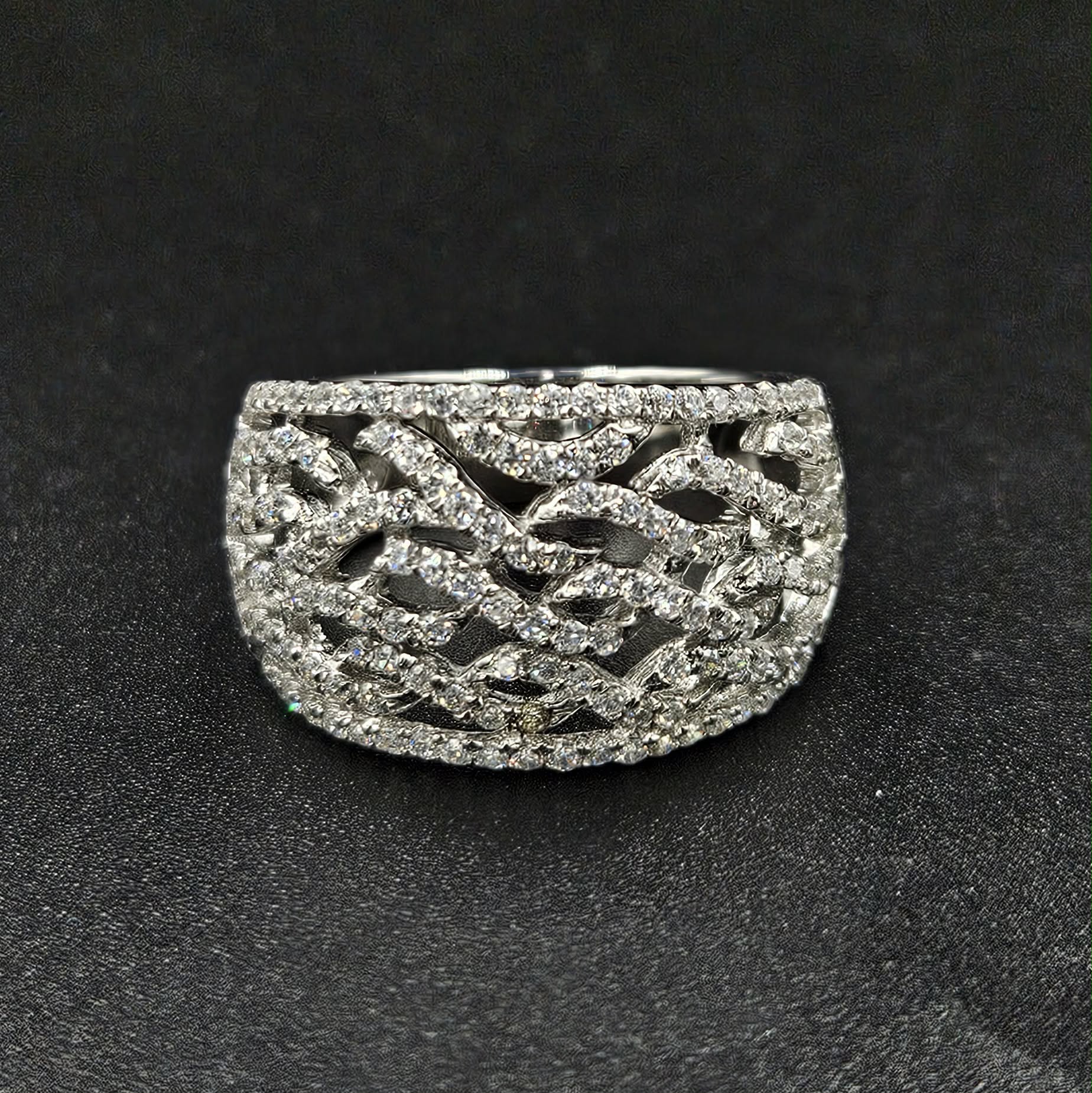 Brand New Twisted Sterling Silver Cubic Zirconia Style Ring