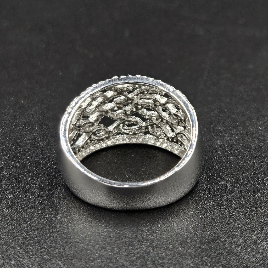 Brand New Twisted Sterling Silver Cubic Zirconia Style Ring