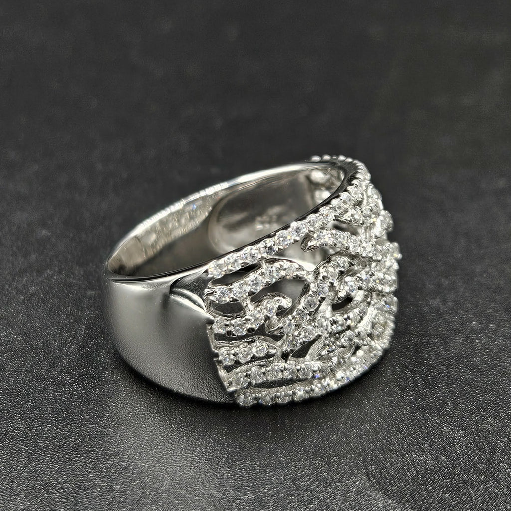 Brand New Twisted Sterling Silver Cubic Zirconia Style Ring