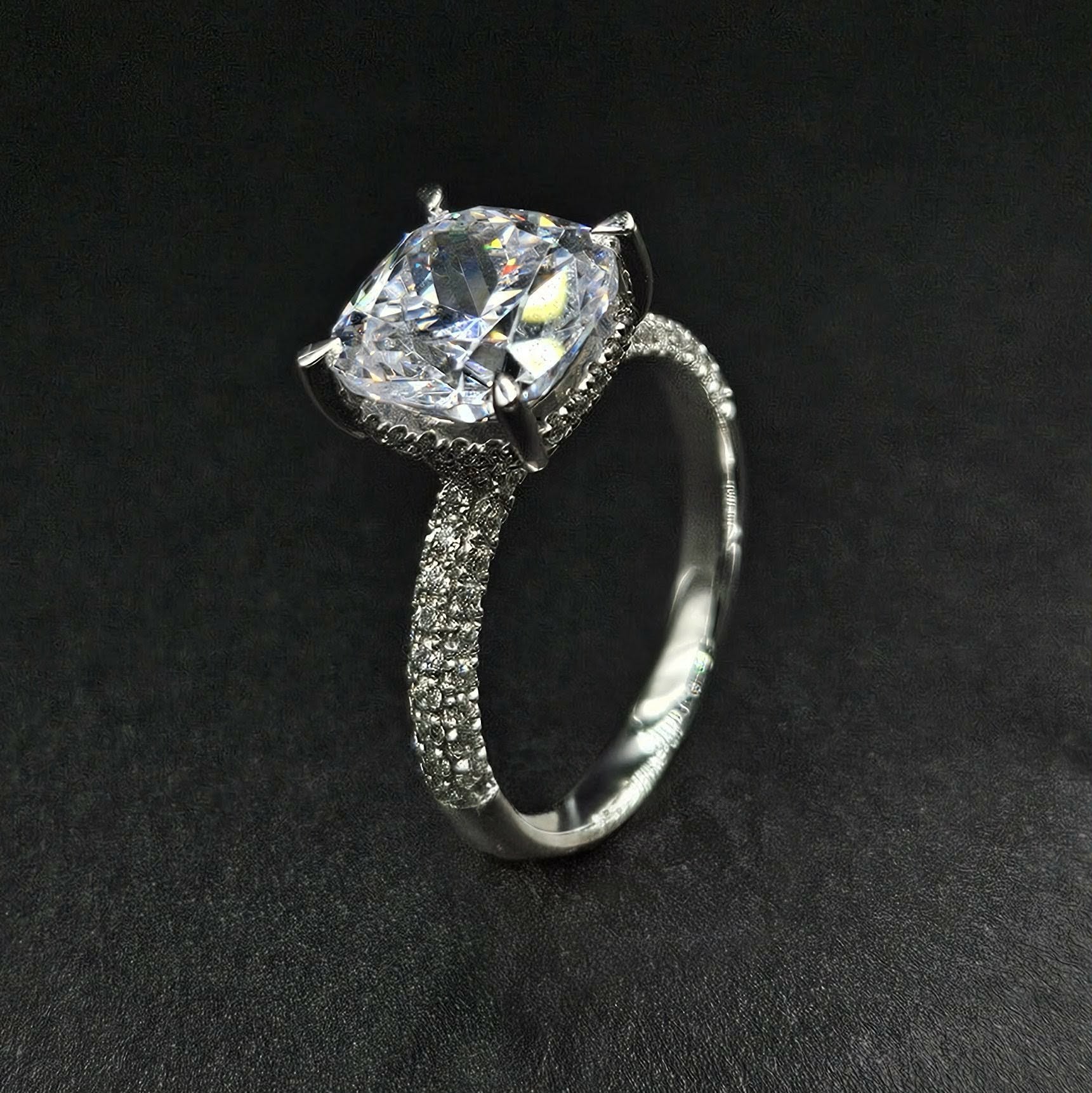 10ct White Gold Cubic Zirconia Size P Ring