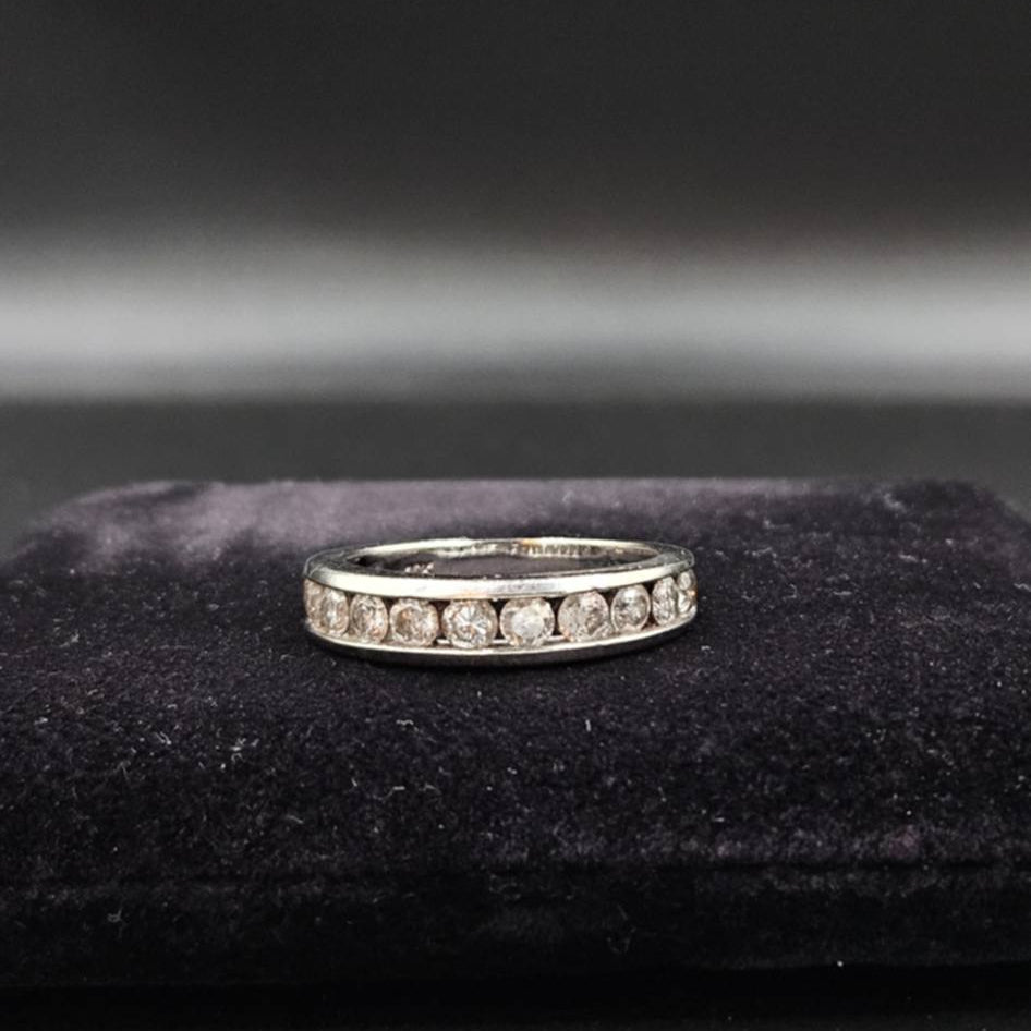 10ct White Gold Diamond Band