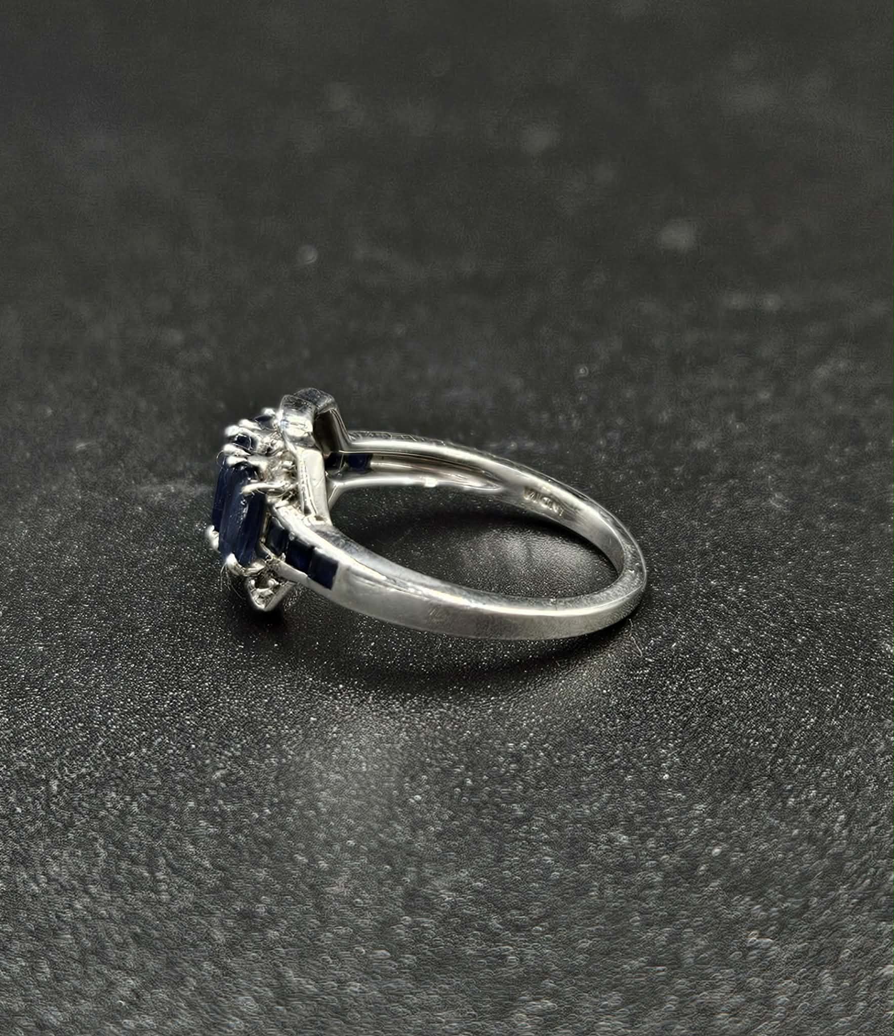 9ct White Gold Blue Sapphire & Diamond Ring
