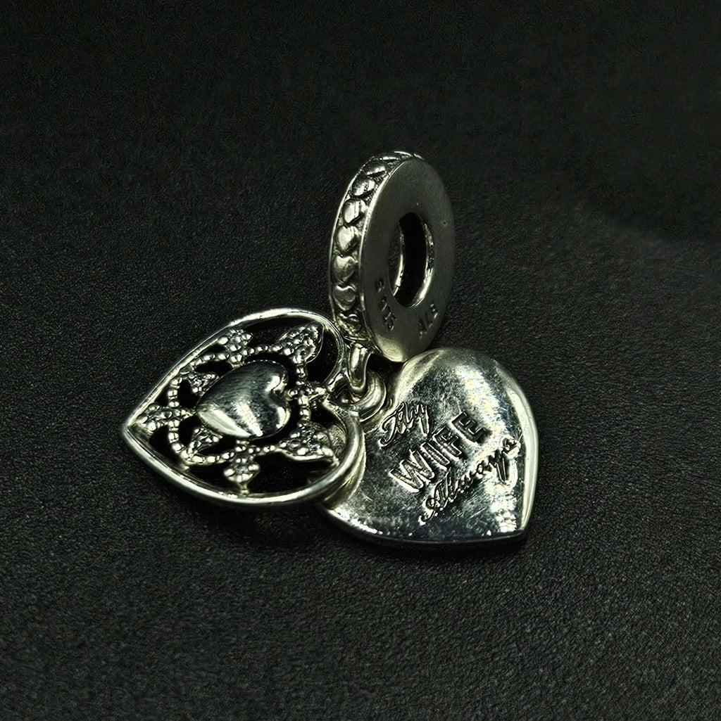 Sterling Silver Cubic Zirconia " My Wife Always " Charm