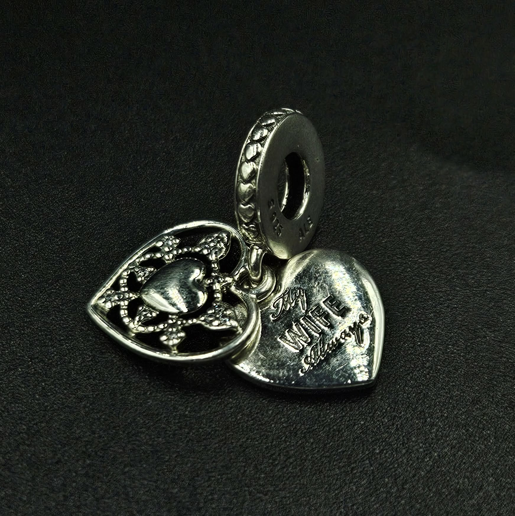 Sterling Silver Cubic Zirconia " My Wife Always " Charm