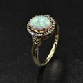 10ct Yellow Gold White Opal & Diamond Ring