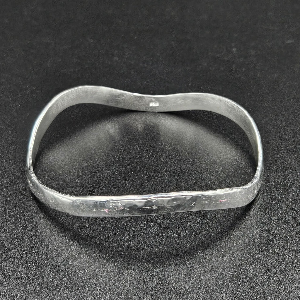 Silver Plated Ripple Effect Wavy Bangle
