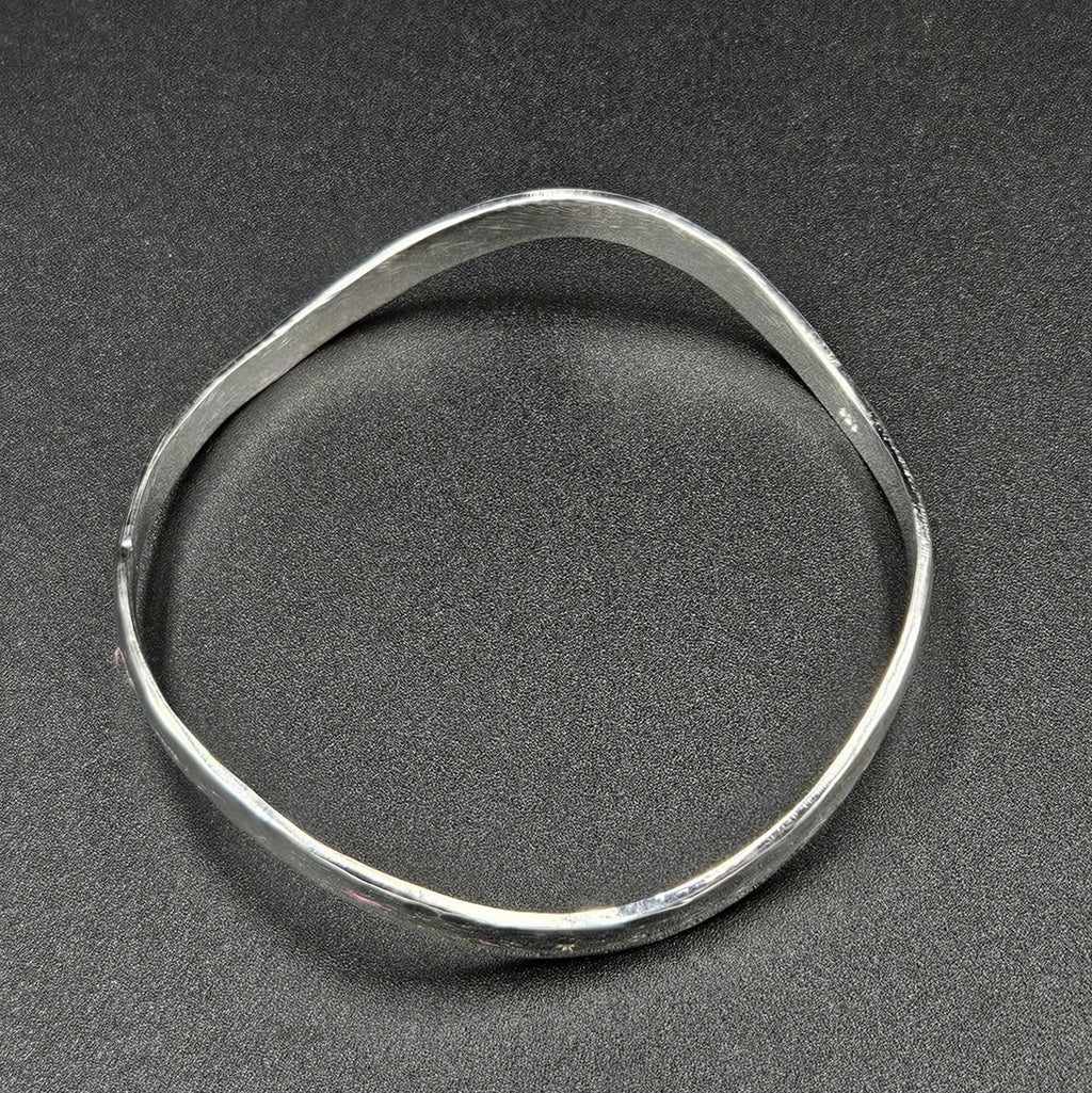 Silver Plated Ripple Effect Wavy Bangle