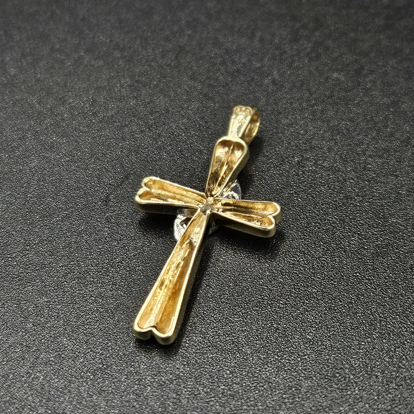 9ct White & Yellow Gold Diamond Cross Pendant