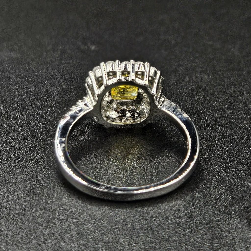 Brand New, Sterling Silver Cubic Zirconia & Yellow Sapphire Ring