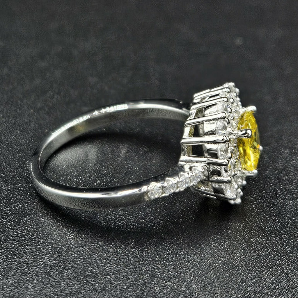 Brand New, Sterling Silver Cubic Zirconia & Yellow Sapphire Ring