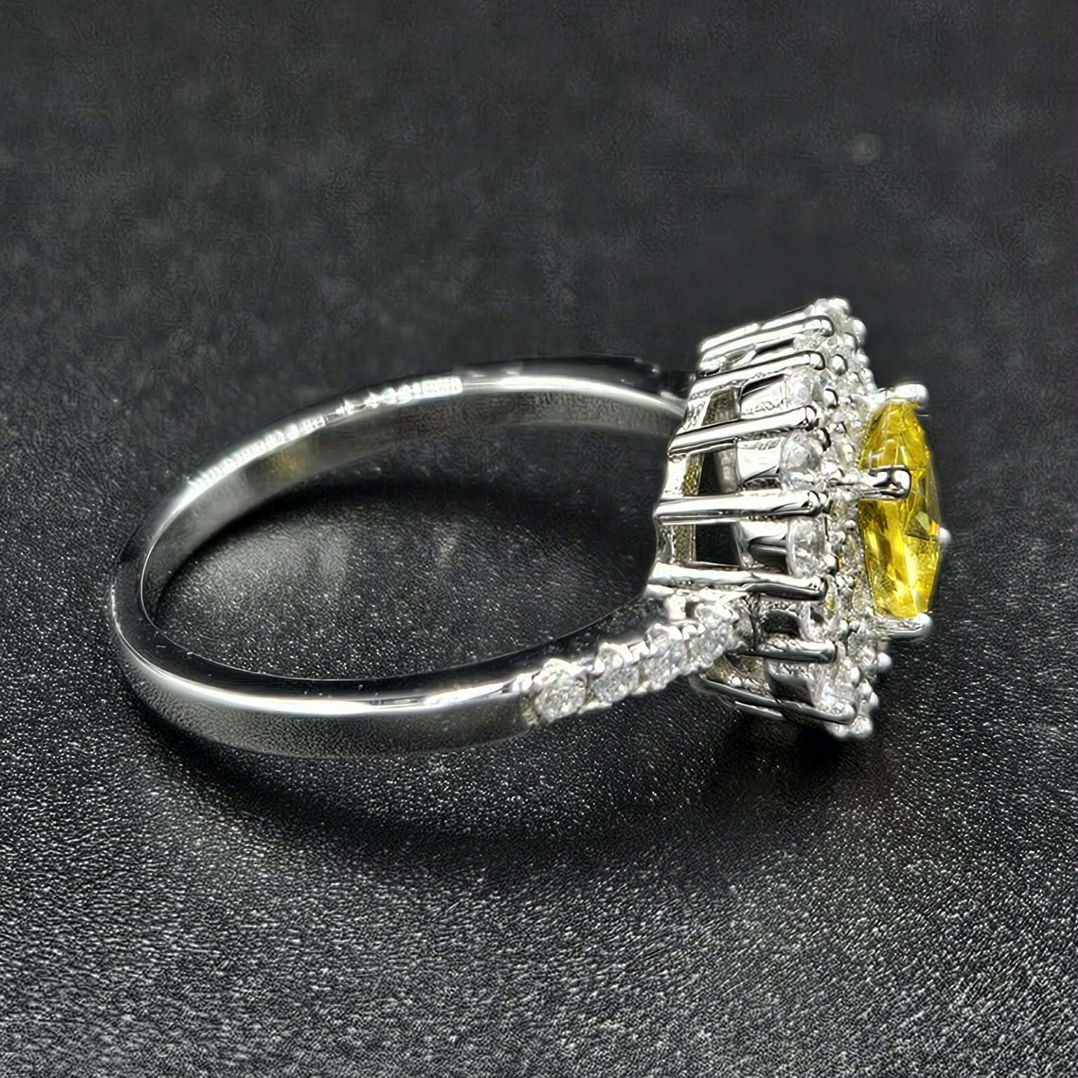 Brand New, Sterling Silver Cubic Zirconia & Yellow Sapphire Ring
